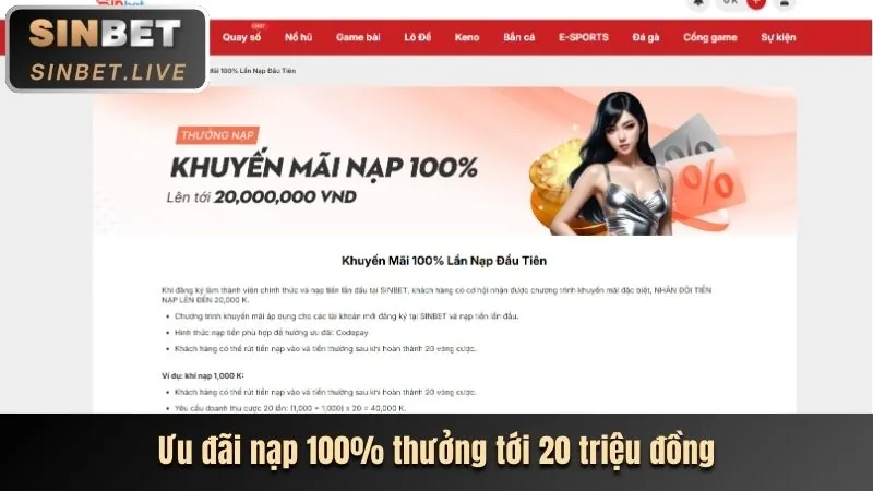 Thưởng 100% Nạp Lần Đầu